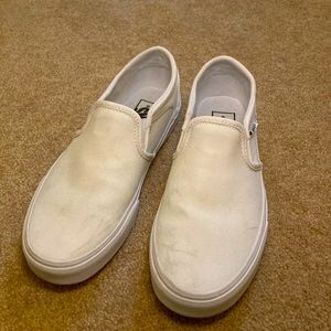Vans White Slip Ons Women’s Size 7.5
